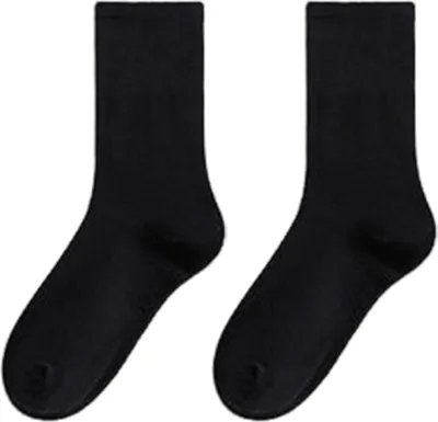 Produktbild von 1 Paar Damensocken, mittelhoher Schaft, geruchsneutral, Retro, einfarbig, hohe Elastizität, rutschfest, atmungsaktiv, weich, schweißabsorbierend, einlaufsicher, Sport-Baumwollsocken