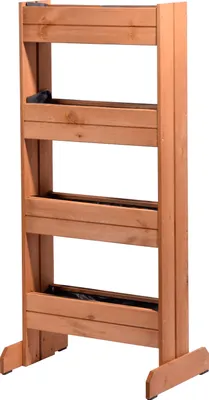 Produktbild von dobar Vertikales Blumenbeet mit 4 Pflanzkästen, Hochbeet inkl. Pflanzfolie, 55 x 40 x 125 cm, Braun