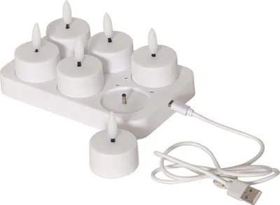 Produktbild von LED Teelichter Flamme Charge 6er Set USB warmweiß flackernd