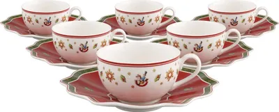 Produktbild von Villeroy & Boch Toy's Delight Kaffeetasse mit Untertasse 170 ml Rot (zackig) 6er Set