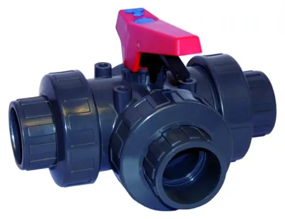 Immagine prodotto di Valvola a Sfera PVC a 3 Vie, Innesto 50mm PN10