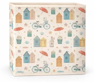 Produktbild von Prendi Home Aufbewahrungsbox 30x30x30 cm faltbar – Kinderzimmer Stoffbox Motiv Sommer Urlaub Print