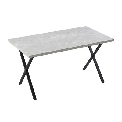 Produktbild von CLIPOP Retro Esstisch rechteckiger Küchentisch mit X-förmigen Metallbeinen,für 4–6 Personen, 140 cm x 80 cm, Grau