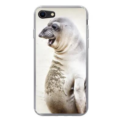 Produktbild von MuchoWow® Handyhülle Schutzhülle Hülle für iPhone 8 Seeelefant - Lustig - Lachen - Kinder - Jungen - Mädchen - Kinder Silikon Softcase Handy Hülle - Schutzhaube