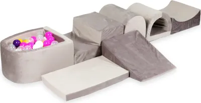 Produktbild von Der größte Schaumstoffspielplatz mit Pool Micro Velvet Lilac + 100 Bälle: lila, rosa, gelb, weiß, transparent