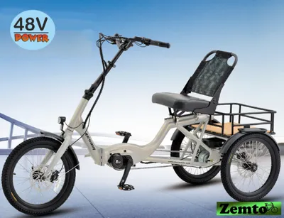 Produktbild von Elektro Dreirad Zemto-Lux-Mover T4 , 720 WH, 90 NM - Mittelmotor, weiß