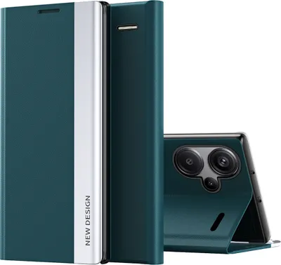 Produktbild von Hülle für Xiaomi Redmi Note 13 Pro+ Leder PolyurethanKlapphülle Schutzhülle mit Standfunktion Grün