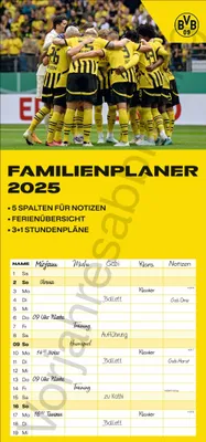 A calendar planner with a football team image at the top.