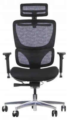 Immagine prodotto di Sedia girevole ergonomica da ufficio ErgoNew S1A, base in alluminio, braccioli regolabili, poggiatesta, seduta e schienale regolabili, nero