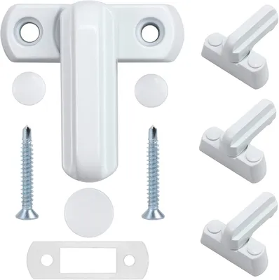 Produktbild von 4 Fensterverriegelungen, Zinklegierung, Weiß, für UPVC/PVC-Türen/Fenster, Haussicherheit