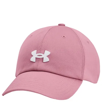 A pink Under Armour cap with a white logo.