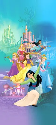 Obrázek produktu pro Disney plakát princezny modrá, zelená a růžová - 600771 - 90 x 202 cm