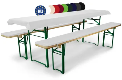 Bierbank-Kissen und Tischdecke Set, 3-teilig, Weiß, 70 cm