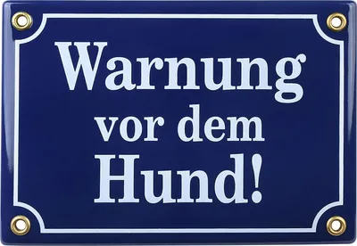 Produktbild von Sosenco - Warnung vor dem Hund Schild – 12x17 cm - Keramik Emaille - Wetterfest – Hundewarnschild – Vorsicht Hund Schild – Emailschild - BLAU