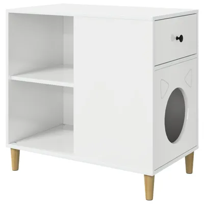 Image de vidaXL Maison pour chats Blanc brillant 72 x 42,5 x 70 cm Bois composite