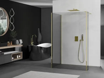 Immagine prodotto di Mexen Kioto parete doccia Walk-in 110 x 70 x 30 cm, trasparente, oro - 800-110-070-221-50-00-030