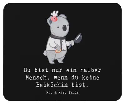 Produktbild von Mr. & Mrs. Panda Mousepad Beiköchin Herz - Schwarz - Geschenk, mauspad laptop, computer, pc, Gastronomie, Restaurant, Mouse Pad, Lustig, Spruch