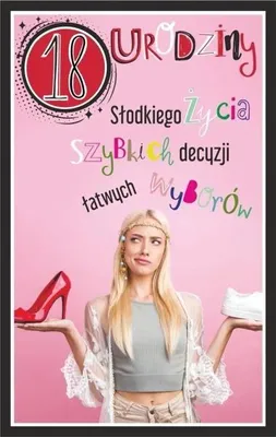 Zdjęcie produktu dla Kartka okolicznościowa Urodziny 18 dziewczyna - AbCard