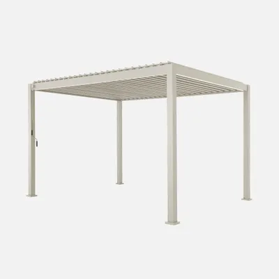 Immagine prodotto di Pergola bioclimatica 3x4m in alluminio, lamelle orientabili, Beige