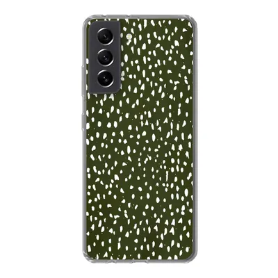 Produktbild von MuchoWow® Handyhülle Schutzhülle Hülle für Samsung Galaxy S21 FE Polka dots - Weiß - Schwarz Silikon Softcase Handy Hülle - Mobiltelefonhülle