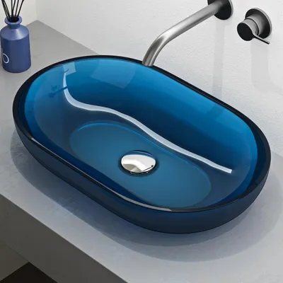 Produktbild von Mai & Mai Waschbecken Aufsatzwaschbecken aus Kunstharz Waschschale Handwaschbecken Oval 54x34x10,5cm in Aquablau ohne Hahnloch und Überlauf Coloria03