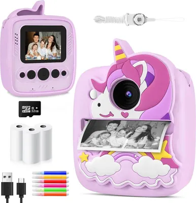 Produktbild von Sofortbildkamera Kinder, 48MP/1080P Digitalkamera Kinder Sofortdruck Geburtstagsgeschenke, Kinderkamera Sofortbildkamera Spielzeug Geschenk