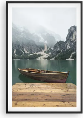 Produktbild von Gerahmtes Poster - Schwarzer Rahmen - Berge See Boot - 61x91,5 cm - Wand Bild - Wanddeko - Wandbilder - Kunstposter - Wandposter - Bilderrahmen - Bilder - Kunstdruck - Wandbild - P2BPA61x91-3978
