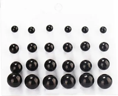 Produktbild von 12 Paar attraktive elegante Kunstperlen-Ohrstecker für Partys-Schwarz