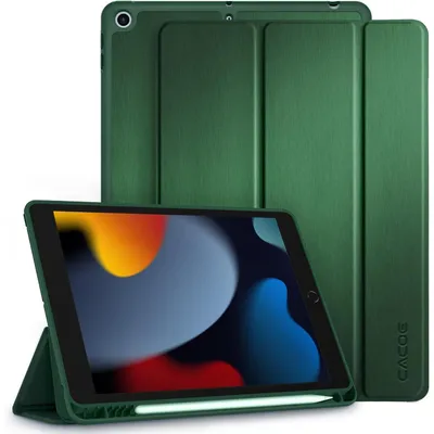 Obrázek produktu pro Ochranný obal pro iPad 9./8./7. generace, 10,2 palců, se slotem na stylus a funkcí stojánku, tmavě zelený