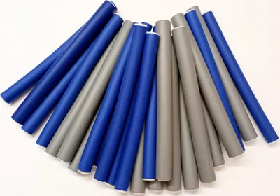 Produktbild von Papilotten - Flex-Wickler Set (von deutschem Friseurbedarf-Fachhändler!) - 24 Stck. blau + grau - 14 + 17/18 mm Ø