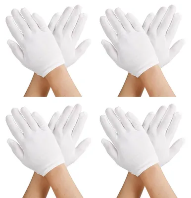 Produktbild von Handschuhe Kinder Baumwolle Weiß 4 Paar Partyhandschuhe
