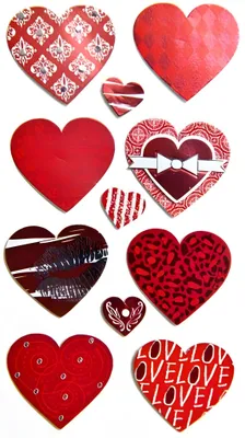 Produktbild von HEYDA Sticker Mix Herzen rot/weiss, Karton, Rot, Weiß, Junge/Mädchen, Modern, 75 mm, 165 mm