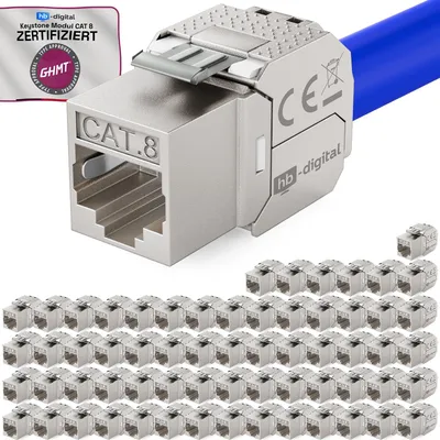 Produktbild von hb-digital 64x Keystone Modul RJ45 CAT 8.1 GHMT es LSA vergoldete Kontakte