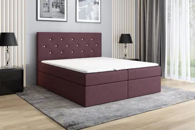 Produktbild von Boxspringbett REGIN 200 x 200 mit 2 Bettkästen, Bonell-Matratze und Topper. Farbe: Violett