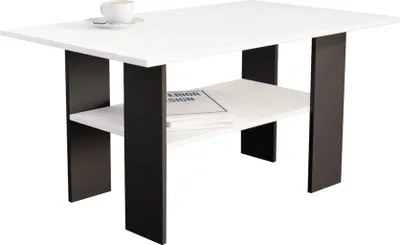 Produktbild von MIRJAN24 TV-Lowboard Torelineso, Praktisch Kaffeetisch, Tee Tisch mit Ablagefach, Stilvoll Wohnzimmertisch (Farbe: Schwarz / Weiß)