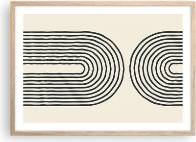 Produktbild von Gerahmtes Poster - Rahmen in heller Eiche - Linien Oval Minimalismus - 70x50 cm - Wand Bild - Wanddeko - Wandbilder - Kunstposter - Wandposter - Bilderrahmen - Bilder - Kunstdruck - P2NAA70x50-4548