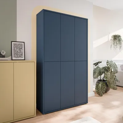Produktbild von Forte ALICE SPRINGS Schuhschrank 100 110, modern-minimalistisch, 6-türig, Flurschrank, Holzwerkstoff, Nachtblau, 109,2 cm breit x 191,9 cm hoch x 34,9 cm tief