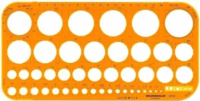 Produktbild von Kreisschablone 1-36mm Kunststoff orange/transparent Packung mit 10 Stück
