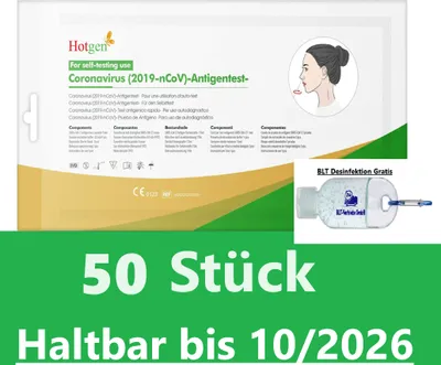 Produktbild von 50x Hotgen BIO-TECH COVID-19 & Antigen Haltbarkeit 23/09/2026 Schnelltest Rapid Test | CE 2934 | 50 Stück  Haltbarkeit 2026 Corona + BLT- Desinfektion