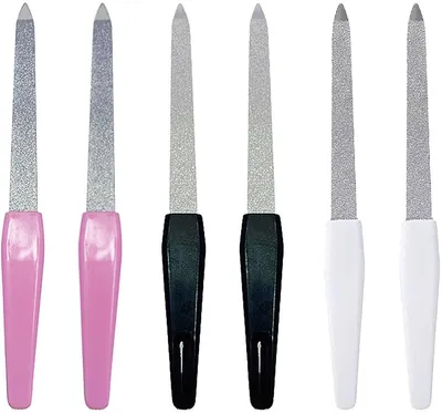 6-teiliges Nagelfeilen-Set aus Edelstahl, beidseitig, ergonomischer Griff