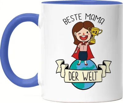 Produktbild von Beste Mama der Welt Tasse Blau Pokal 1. Platz Geschenkidee Muttertag Geburtstag