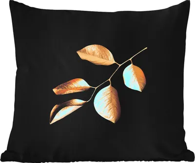 Produktbild von MuchoWow® Outdoor Kissen - Blätter - Zweig - Gold - Luxus - 45x45 cm - Wetterfest - Lounge Kissen - Fotokissen - Dekoratives Kissen