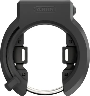 A black bicycle frame lock mount with the ABUS logo.