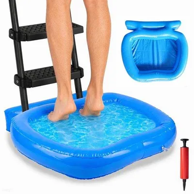 Produktbild von Aufblasbarer Pool für Schwimmbad, 58 x 52 cm groß, Poolfußpool mit Ballonpumpe, Poolzubehör für Fußreinigung, Schwimmbäder, Poolfußpool, Kinderbecken, Leiter