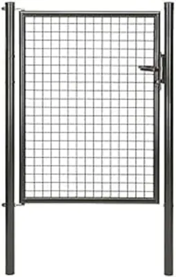 Produktbild von Alberts Wellengitter-Einzeltor mit Zubehör, Breite 100 cm, Höhe 125 cm, anthrazit-metallic, zum Einbetonieren, Pfostenstärke 60 mm