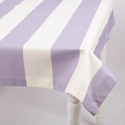 Produktbild von Tischdecke Baumwolle Streifen Flieder Ecru – Wunschmaß – SCHÖNER LEBEN. Größe 130x300cm