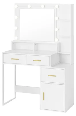 Productafbeelding van Kaptafel - Make-up Tafel - Kaptafel met spiegel en verlichting - Verstelbare - Helderheid - 10 LED