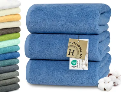 Produktbild von Duschtücher 3er Set, blau, 70x140 cm, 100% Baumwolle