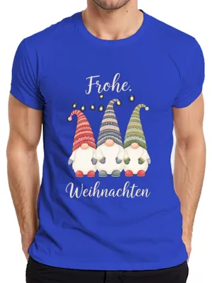 Produktbild von Frohe Weihnachten Weihnachtswichtel Gnom Lichterkette Wichtel Herren T-Shirt, Blau, 3XL