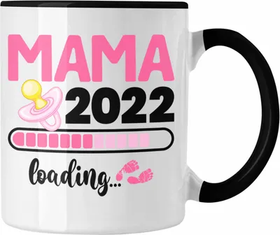 Produktbild von Trendation - Mama 2022 Loading Tasse Schwanger Schwangerschaftsverkündung Überraschung (Schwarz)
